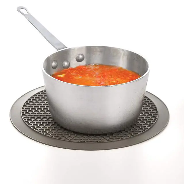 Alt view image 7 of 7 - Silicone Heat Resistant Multifunctional Mat, 12- Inch Diameter, Gray - Non-Slip Kitchen Protector for Hot Pots and Pans, 1 Piece
