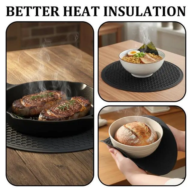 Alt view image 5 of 7 - Heat Resistant Multifunctional Silicone Microwave Mat, 10 Inch Round Non-Slip Trivet, Heat Resistant Non Slip Trivet for Kitchen Hot Plate Bowl Mug Hot Pot Holder, Dishwasher Safe