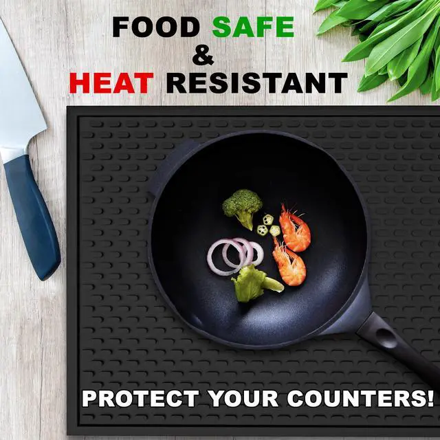 Alt view image 5 of 7 - Silicone Drip Mat - 1/2 Inch Thick, Heat-Resistant and Food Safe - Counter Top, Coffee Bar or Restaurant - Drying Mat for Glasses - 18x12 Inches