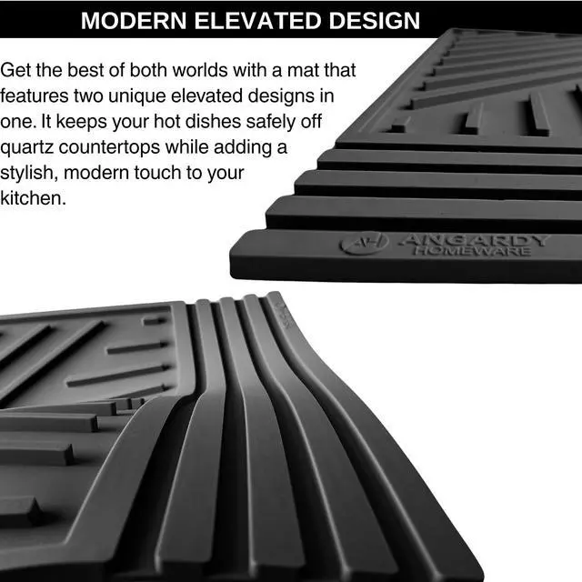 Alt view image 3 of 7 - Extra Large Silicone Trivets for hot Dishes 16x12Inch - mat with Thick and Modern Design Multi-Purpose, Heat Resistant Hot Pads for Kitchen Countertop, Black