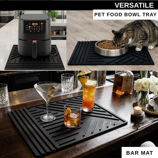 Alt view image 7 of 7 - Extra Large Silicone Trivets for hot Dishes 16x12Inch - mat with Thick and Modern Design Multi-Purpose, Heat Resistant Hot Pads for Kitchen Countertop, Black