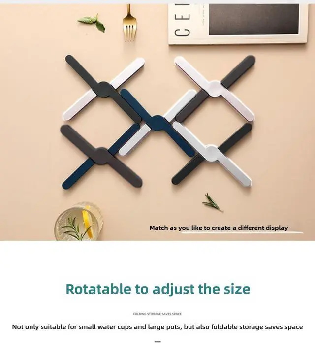 Alt view image 4 of 7 - Set of 3 Expandable Silicone Trivet Mats, Heat Resistant Hot Pot Holders, Multi-Use Kitchen Coasters & Placemats for Hot Pans, Bowls & Dishes
