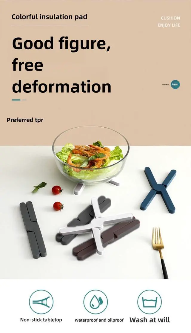 Alt view image 5 of 7 - Set of 3 Expandable Silicone Trivet Mats, Heat Resistant Hot Pot Holders, Multi-Use Kitchen Coasters & Placemats for Hot Pans, Bowls & Dishes