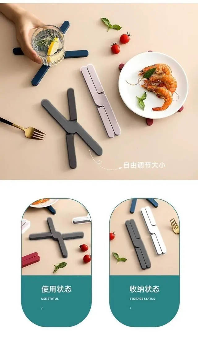 Alt view image 6 of 7 - Set of 3 Expandable Silicone Trivet Mats, Heat Resistant Hot Pot Holders, Multi-Use Kitchen Coasters & Placemats for Hot Pans, Bowls & Dishes