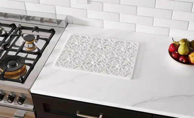 Alt view image 2 of 7 - Extra Large, Thick, Silicone Trivet for Hot Dishes, Pots, and Pans, Heat Resistant Mat for Countertop, Hot Pad for Kitchen, Easy to Clean, 16 x 12 x 3/8 Inches, White