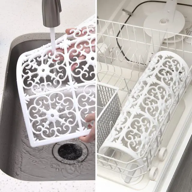 Alt view image 5 of 7 - Extra Large, Thick, Silicone Trivet for Hot Dishes, Pots, and Pans, Heat Resistant Mat for Countertop, Hot Pad for Kitchen, Easy to Clean, 16 x 12 x 3/8 Inches, White