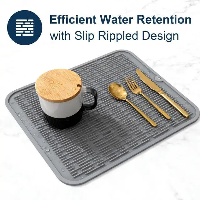 Alt view image 4 of 7 - Extra Large Silicone Trivet drying mat for kitchen counter Gray 2 Pack