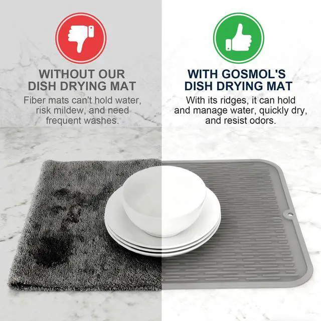 Alt view image 5 of 7 - Extra Large Silicone Trivet drying mat for kitchen counter Gray 2 Pack