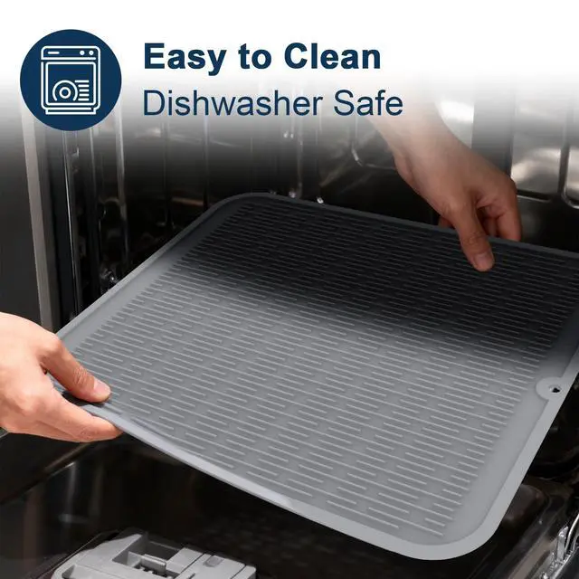 Alt view image 6 of 7 - Extra Large Silicone Trivet drying mat for kitchen counter Gray 2 Pack