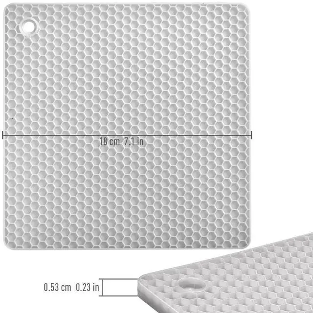 Alt view image 2 of 7 - Silicone Square Trivets Mat, 6 Packs Multipurpose Non Slip Heat Resistant Pot Holder-White