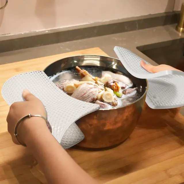 Alt view image 5 of 7 - Silicone Square Trivets Mat, 6 Packs Multipurpose Non Slip Heat Resistant Pot Holder-White