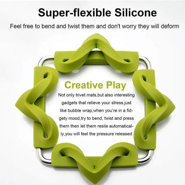 Alt view image 7 of 7 - Set of 5 Silicone Trivet Mat Expandable Hot Pot Holder with Stainless Steel Frame for Home Kitchen Heat Resistant Insulated Hot Pads Coasters Table Dish Mat Tableware Placemat for Hot Pans Bowls
