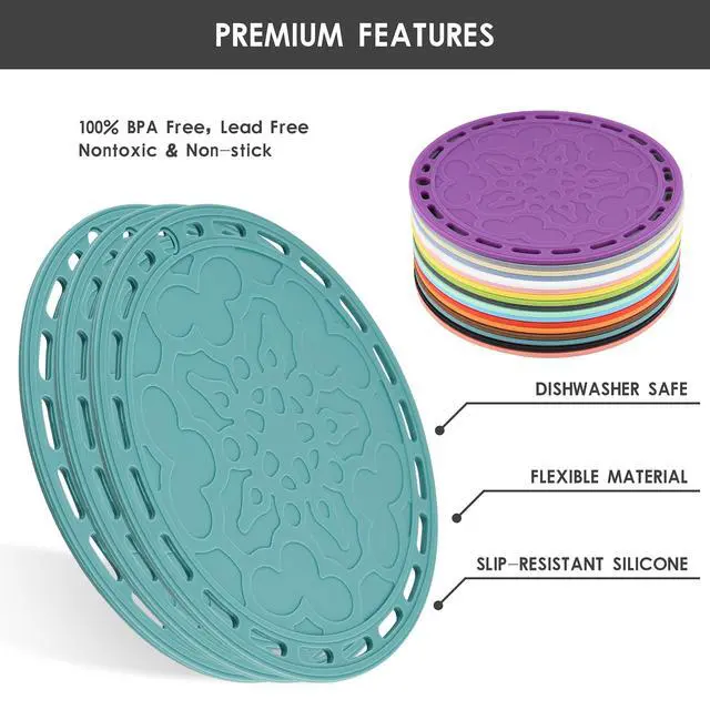 Alt view image 3 of 7 - White Silicone Trivet Mat Big Round Silicone Pot Holder Hot Pads and Trivets for Hot Dishes and Hot Pots, Hot Mats for Countertops, Tables, Spoon Rest Small Place Mats Set 3