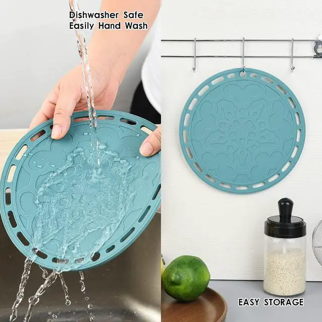 Alt view image 7 of 7 - White Silicone Trivet Mat Big Round Silicone Pot Holder Hot Pads and Trivets for Hot Dishes and Hot Pots, Hot Mats for Countertops, Tables, Spoon Rest Small Place Mats Set 3