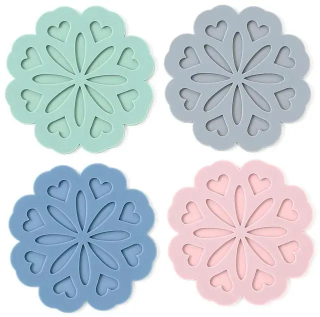 Main image of Set 4 Silicone Trivet Mat - Hot Pot Holder Hot Pads for Table & Countertop - Trivet for Hot Dishes - Non-Slip & Heat Resistant Modern Kitchen Hot Pads for Pots & Pans, Assort 4 Colors