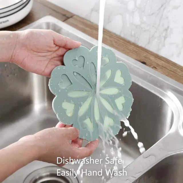 Alt view image 6 of 7 - Set 4 Silicone Trivet Mat - Hot Pot Holder Hot Pads for Table & Countertop - Trivet for Hot Dishes - Non-Slip & Heat Resistant Modern Kitchen Hot Pads for Pots & Pans, Assort 4 Colors