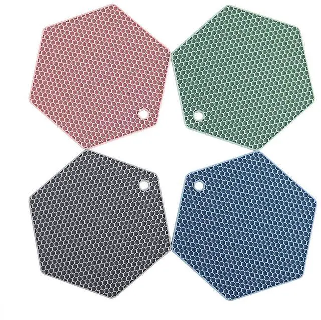 Main image of 4 Packed Colorful Silicone Trivet Mats - DIY Different Size Dish Drying Mat, Hot Pot Holder for Pots & Pans, Non-Slip & Heat Resistant Kitchen Hot Pads for Countertops & Table, Assorted 4 Colors