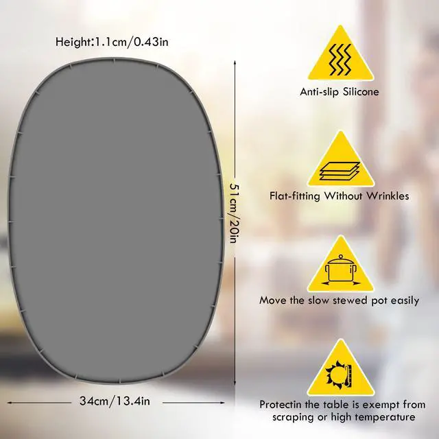 Alt view image 4 of 7 - Heat Resistant Mat for 6-8 Quart Slow Cooker, Silicone Trivet