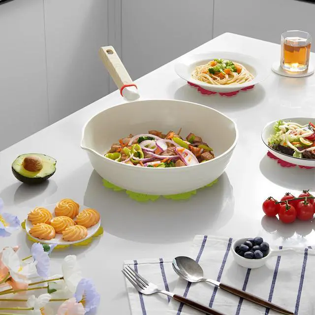 Alt view image 2 of 7 - Set of 6 Silicone Trivet Mat, Multipurpose Non Slip Heat Resistant for Hot Dishes, Hot Pots and Pans, Pot Holder, Hot Pad, Dining Table Kitchen Countertops Tablecloth Protection, 6.1/7.5 Inch
