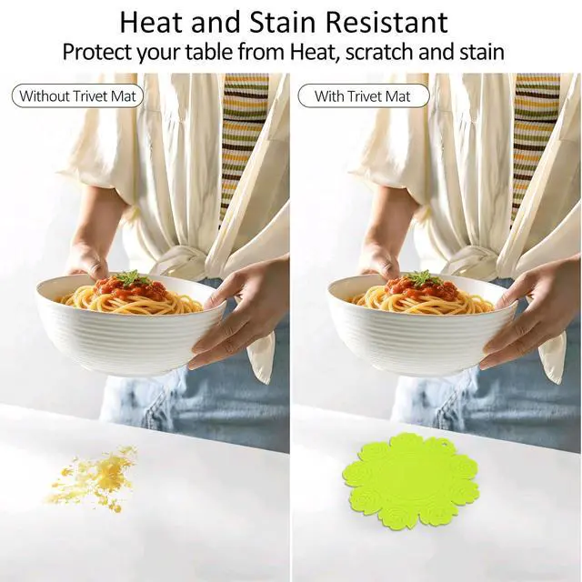 Alt view image 6 of 7 - Set of 6 Silicone Trivet Mat, Multipurpose Non Slip Heat Resistant for Hot Dishes, Hot Pots and Pans, Pot Holder, Hot Pad, Dining Table Kitchen Countertops Tablecloth Protection, 6.1/7.5 Inch