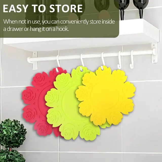 Alt view image 7 of 7 - Set of 6 Silicone Trivet Mat, Multipurpose Non Slip Heat Resistant for Hot Dishes, Hot Pots and Pans, Pot Holder, Hot Pad, Dining Table Kitchen Countertops Tablecloth Protection, 6.1/7.5 Inch