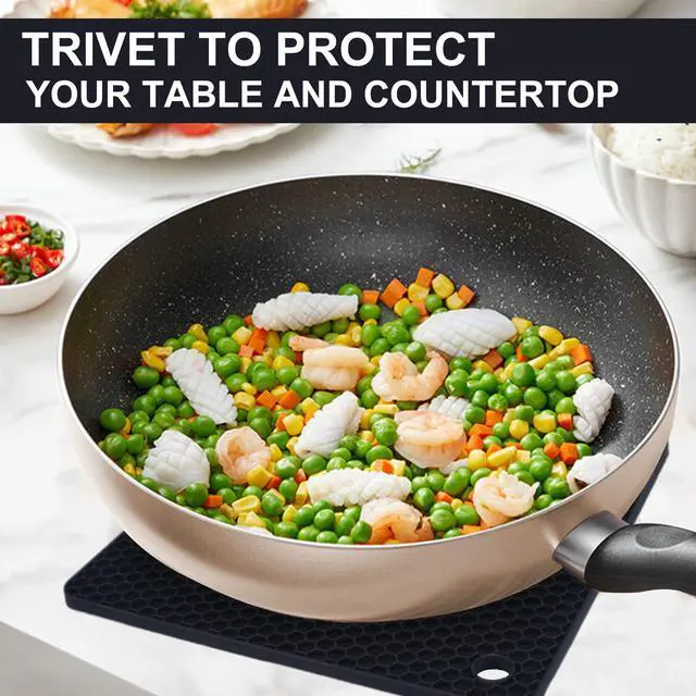 Alt view image 3 of 7 - Silicone Trivets for Hot Pots and Pans,Multipurpose Non Slip Heat Resistant Pot Holder,Heat Resistant Pot Holders Silicone Mats for Kitchen Countertops/Table (Square)