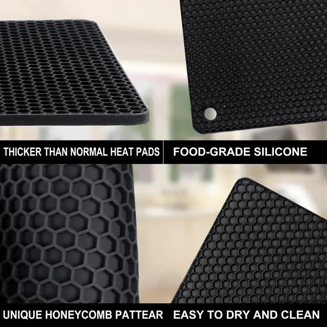 Alt view image 4 of 7 - Silicone Trivets for Hot Pots and Pans,Multipurpose Non Slip Heat Resistant Pot Holder,Heat Resistant Pot Holders Silicone Mats for Kitchen Countertops/Table (Square)