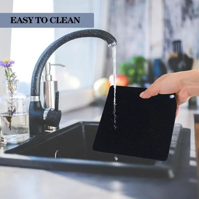 Alt view image 6 of 7 - Silicone Trivets for Hot Pots and Pans,Multipurpose Non Slip Heat Resistant Pot Holder,Heat Resistant Pot Holders Silicone Mats for Kitchen Countertops/Table (Square)