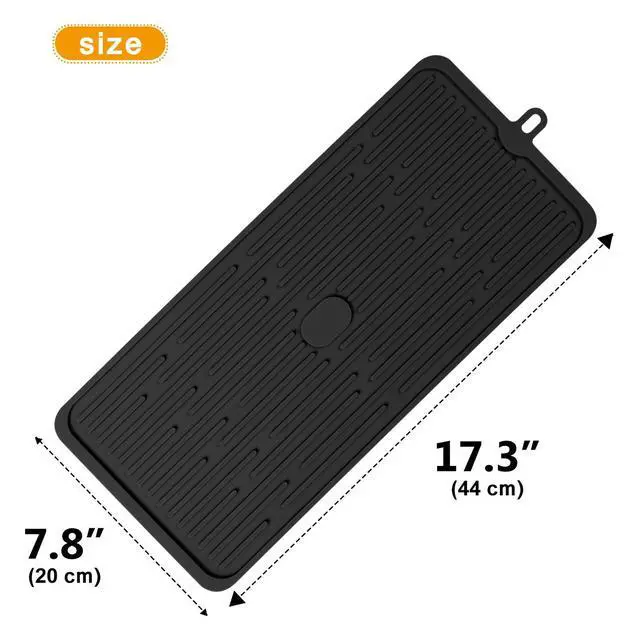 Alt view image 4 of 7 - Silicone Dish Drying Mat 18x8, Heat Resistant Trivets for Kitchen Counter, Draining Mat, Sink Mat, Hot Pads for Multiple Usage (Black)