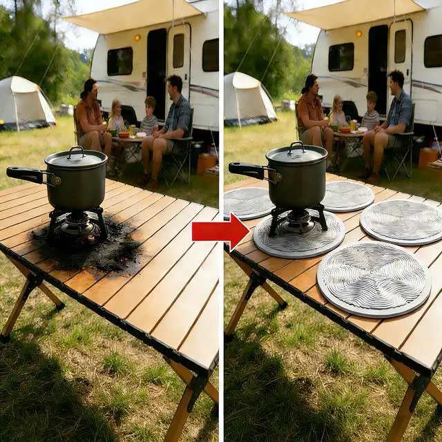 Alt view image 5 of 7 - Silicone Hot Pot Holder Mats 10in (3-PCS) - Heat Resistant Countertop Protector with Non-Slip Geometric Pattern, Easy Clean Kitchen Trivet for Dining Table, Stove Top, Counter Safe Medium Grey