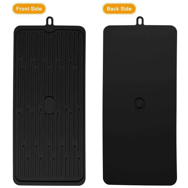 Alt view image 5 of 7 - Silicone Dish Drying Mat 18x8, Heat Resistant Trivets for Kitchen Counter, Draining Mat, Sink Mat, Hot Pads for Multiple Usage (Black)