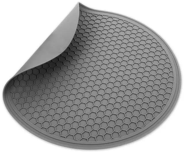 Main image of Pcs Silicone Microwave Mat, 9.76 Inch Heat Resistant Hot Pot Holder, Round Silicone Non-Slip Trivet, Multifunctional Mat for Kitchen, Dishwasher Safe Mat (Gray)