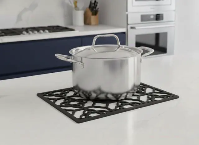 Alt view image 4 of 4 - Extra Large, Thick, Silicone Trivet for Hot Dishes, Pots, and Pans, Heat Resistant Mat for Countertop, Hot Pad for Kitchen, Easy to Clean, 16 x 12 x 3/8 Inches, (Black, Spaniard)