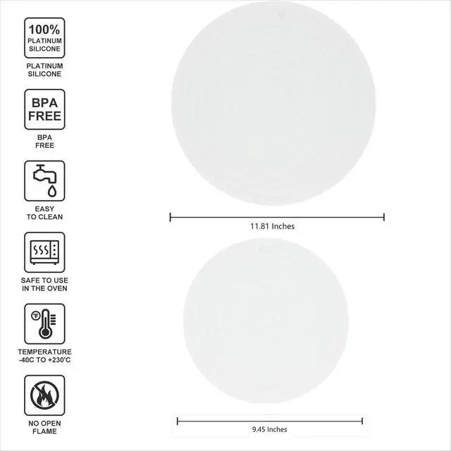 Alt view image 3 of 7 - Silicone Trivets Mats for Pots and Pans, Heat Resistant Pot Holders, Flexible Hot Pads for Kitchen Table, Non Slip Mats, Dia11.81 and 9.45 Inches Big Round Microwave Mats Pack 3 White