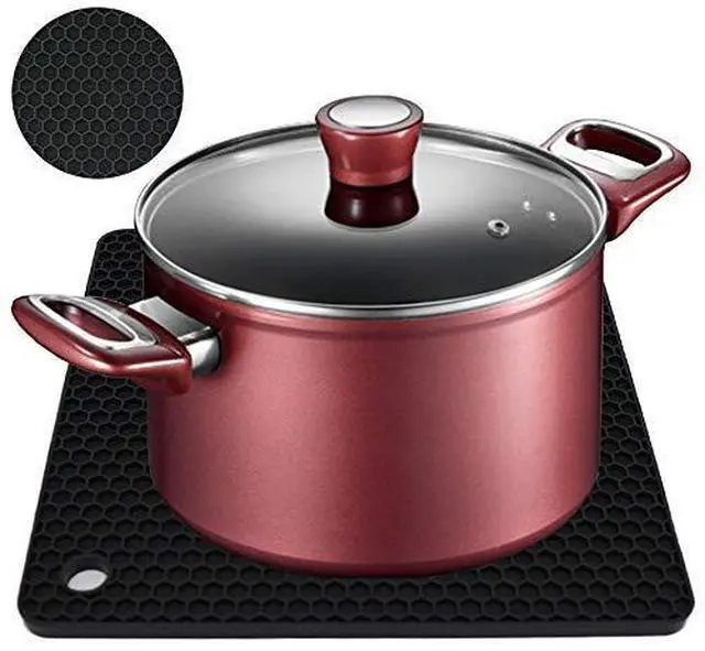 Alt view image 3 of 5 - Silicone Trivets for Hot Dishes, Pots and Pans, Hot Pads for Kitchen, Dark Grey Silicone Pot Holders Mats for Kitchen Quartz Counter Heat Resistant Mat, Flexible Trivet Mat Set 4