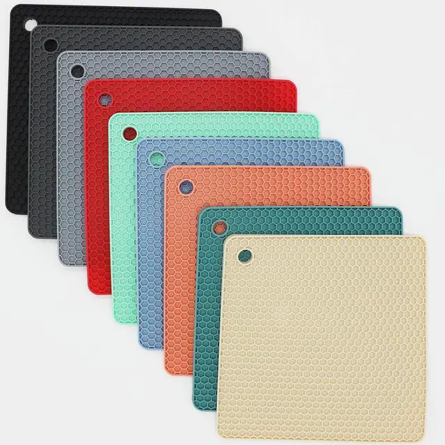 Alt view image 5 of 5 - Silicone Trivets for Hot Dishes, Pots and Pans, Hot Pads for Kitchen, Dark Grey Silicone Pot Holders Mats for Kitchen Quartz Counter Heat Resistant Mat, Flexible Trivet Mat Set 4