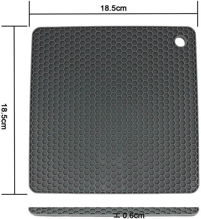 Alt view image 2 of 5 - Silicone Trivets for Hot Dishes, Pots and Pans, Hot Pads for Kitchen, Dark Grey Silicone Pot Holders Mats for Kitchen Quartz Counter Heat Resistant Mat, Flexible Trivet Mat Set 4