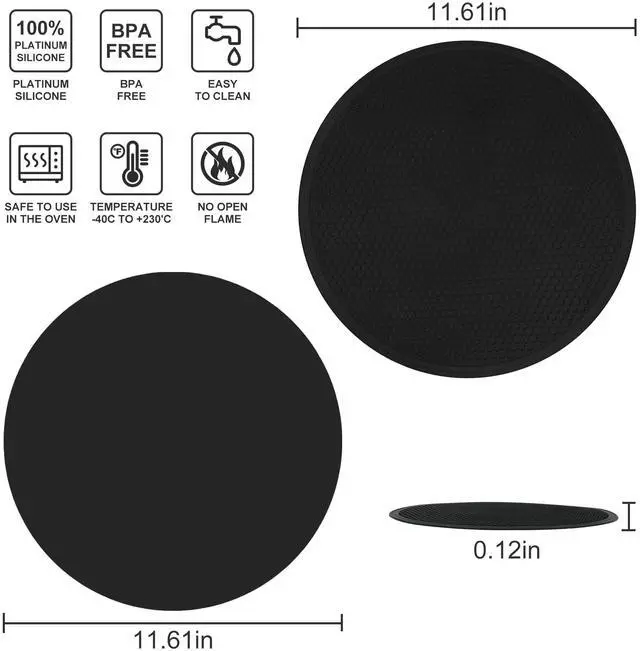 Alt view image 2 of 7 - Silicone Trivet Mat -Pot Holders-Round Trivets for Hot Dishes-Pots & Pans, Dia11.81 Microwave Plate Cover Mat, Multi Function Counter Silicone Mats, Durable Kitchen Drying Mat Set 2 Black