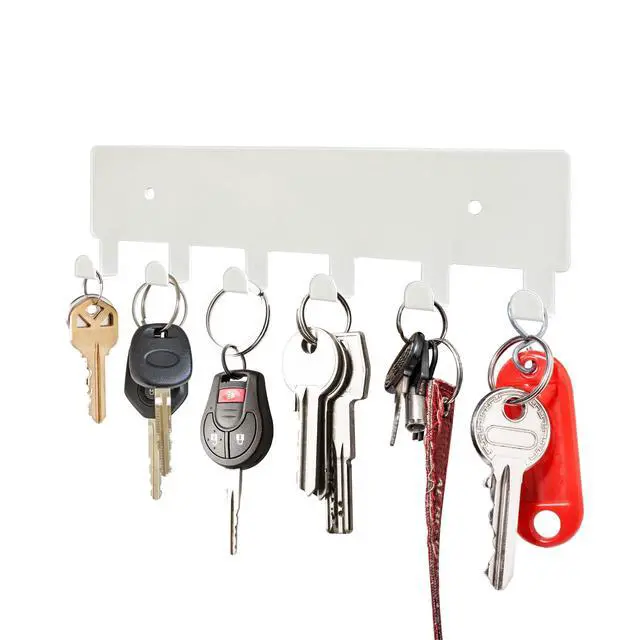 Alt view image 2 of 6 - Key Holder for Wall, Key Hooks with 6 Hooks, Wall Mounted Key Holder for Hallway, Self Adhesive Key Rack(White)