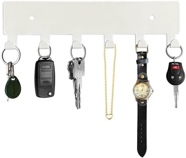 Main image of Key Holder for Wall, Key Hooks with 6 Hooks, Wall Mounted Key Holder for Hallway, Self Adhesive Key Rack(White)