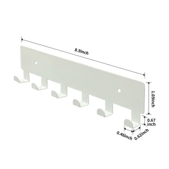 Alt view image 5 of 6 - Key Holder for Wall, Key Hooks with 6 Hooks, Wall Mounted Key Holder for Hallway, Self Adhesive Key Rack(White)