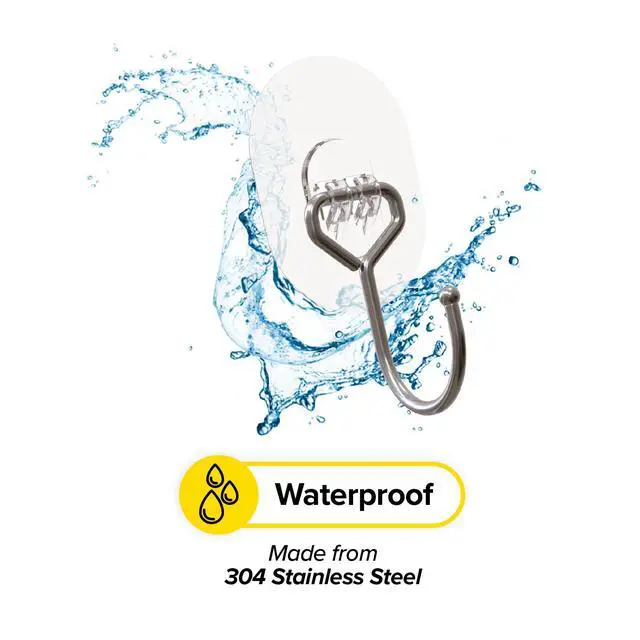 Alt view image 3 of 7 - Sticky Hooks - Large (12-Pack) - Waterproof Clear Adhesive Hooks for Hanging in Bathroom and Under Cabinet Strong Adhesive for Home Storage