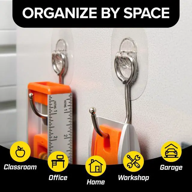 Alt view image 5 of 7 - Sticky Hooks - Large (12-Pack) - Waterproof Clear Adhesive Hooks for Hanging in Bathroom and Under Cabinet Strong Adhesive for Home Storage