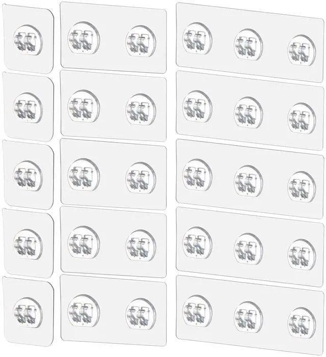 Main image of 15 Pack Shower Caddy Adhesive Replacement, No Drilling Shower Shelf Adhesive, Strong Caddy Sticker Hooks Replacement for Showers Shelves and Kitchen Racks Organizer