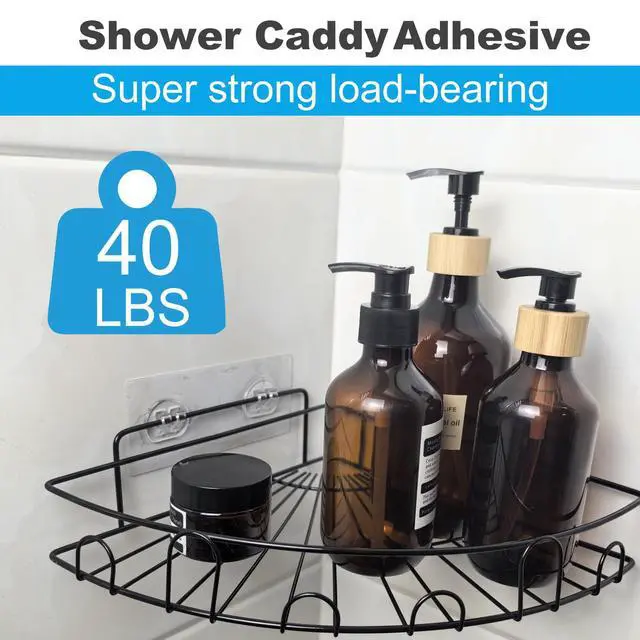 Alt view image 6 of 6 - 15 Pack Shower Caddy Adhesive Replacement, No Drilling Shower Shelf Adhesive, Strong Caddy Sticker Hooks Replacement for Showers Shelves and Kitchen Racks Organizer