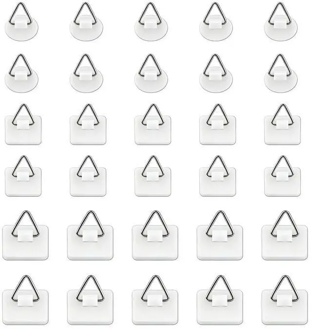 Main image of 30pcs Adhesive Plate Hangers Invisible Vertical Wall Art Display Holder,Picture Hangers Without Nails,Photo Fram Sticky Hanging Hooks,No Wall Damage (Max.load10kg)