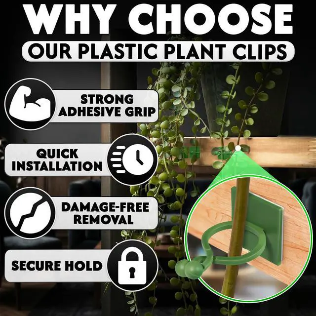 Alt view image 4 of 7 - 110 Pcs Self-Adhesive Climbing Plant Wall Clips for Vines (Green)