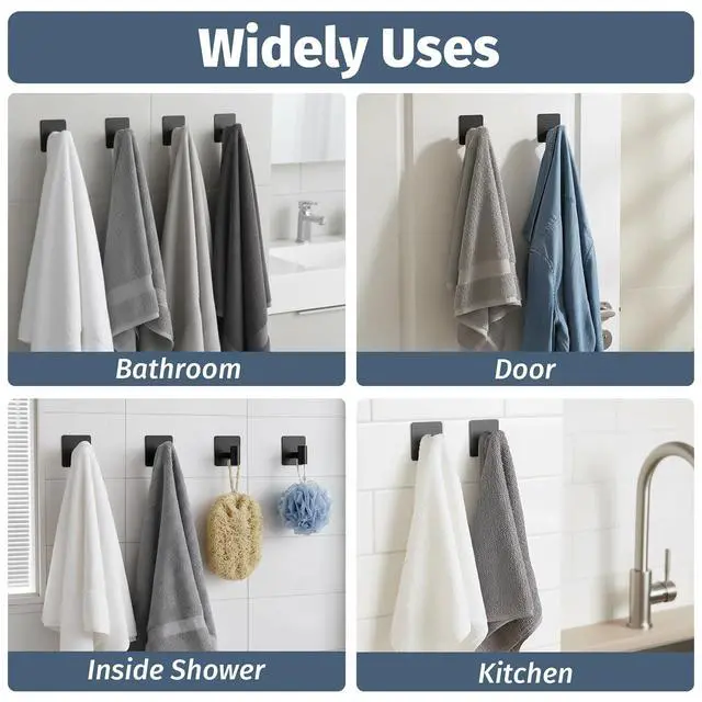 Alt view image 4 of 7 - Adhesive Shower Hooks for Inside Shower, Towel Hook for Bathroom