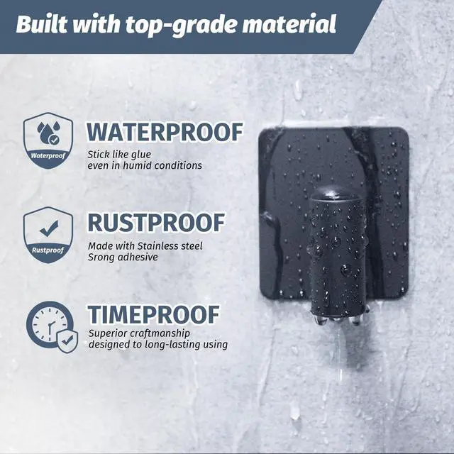 Alt view image 2 of 7 - Adhesive Shower Hooks for Inside Shower, Towel Hook for Bathroom