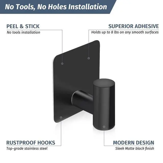 Alt view image 3 of 7 - Adhesive Shower Hooks for Inside Shower, Towel Hook for Bathroom